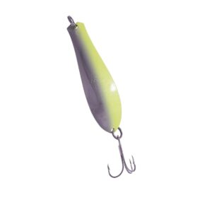 Original Doctor Spoon Fishing Lure 404- Chartreuse/Hammered Nickel Swirl, Size 