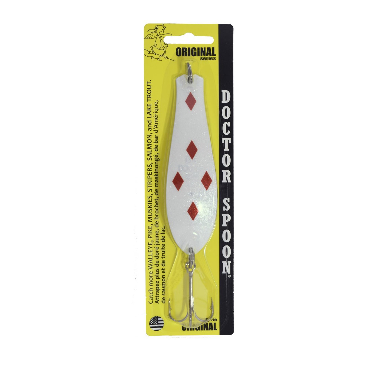 Doctor Spoon in (320) White / Red 5 of Diamonds - Yellow Bird Fishing  Products