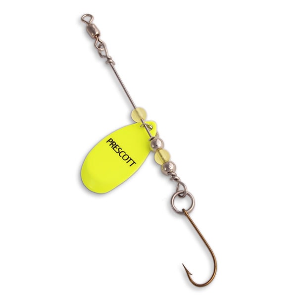 Single Blade Prescott Spinner Panfish Rig in (81) Fluorescent Chartreuse -  Yellow Bird Fishing Products