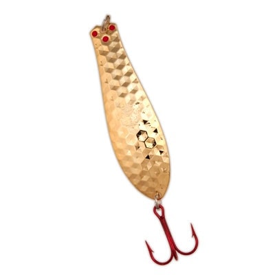 Premium Doctor Spoon with Red LazerSharp Hooks in (PM502) Hex Hammered Gold  - Yellow Bird Fishing Products