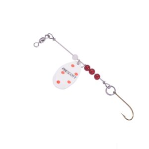Single Blade Prescott Spinner Panfish Rig in (219) Lazerglow Yellow / Fire Dots
