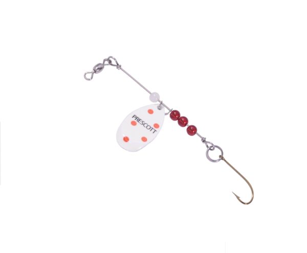 Single Blade Prescott Spinner Panfish Rig in (219) Lazerglow Yellow / Fire Dots