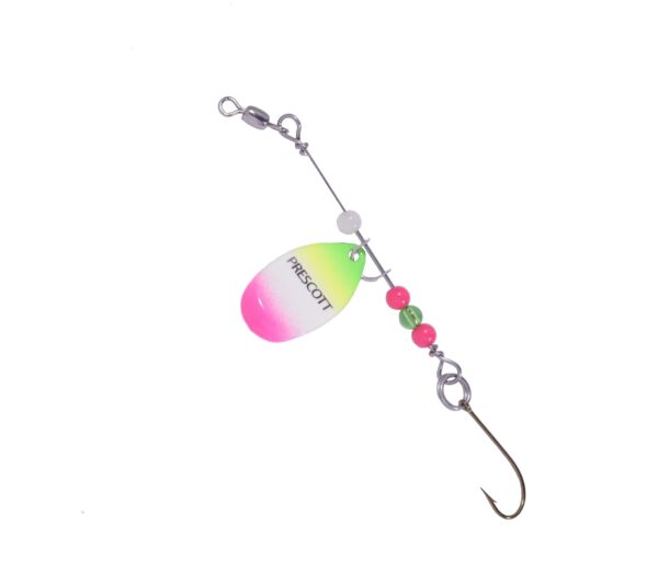Single Blade Prescott Spinner Panfish Rig in (221) Lazerglow / Rainbow
