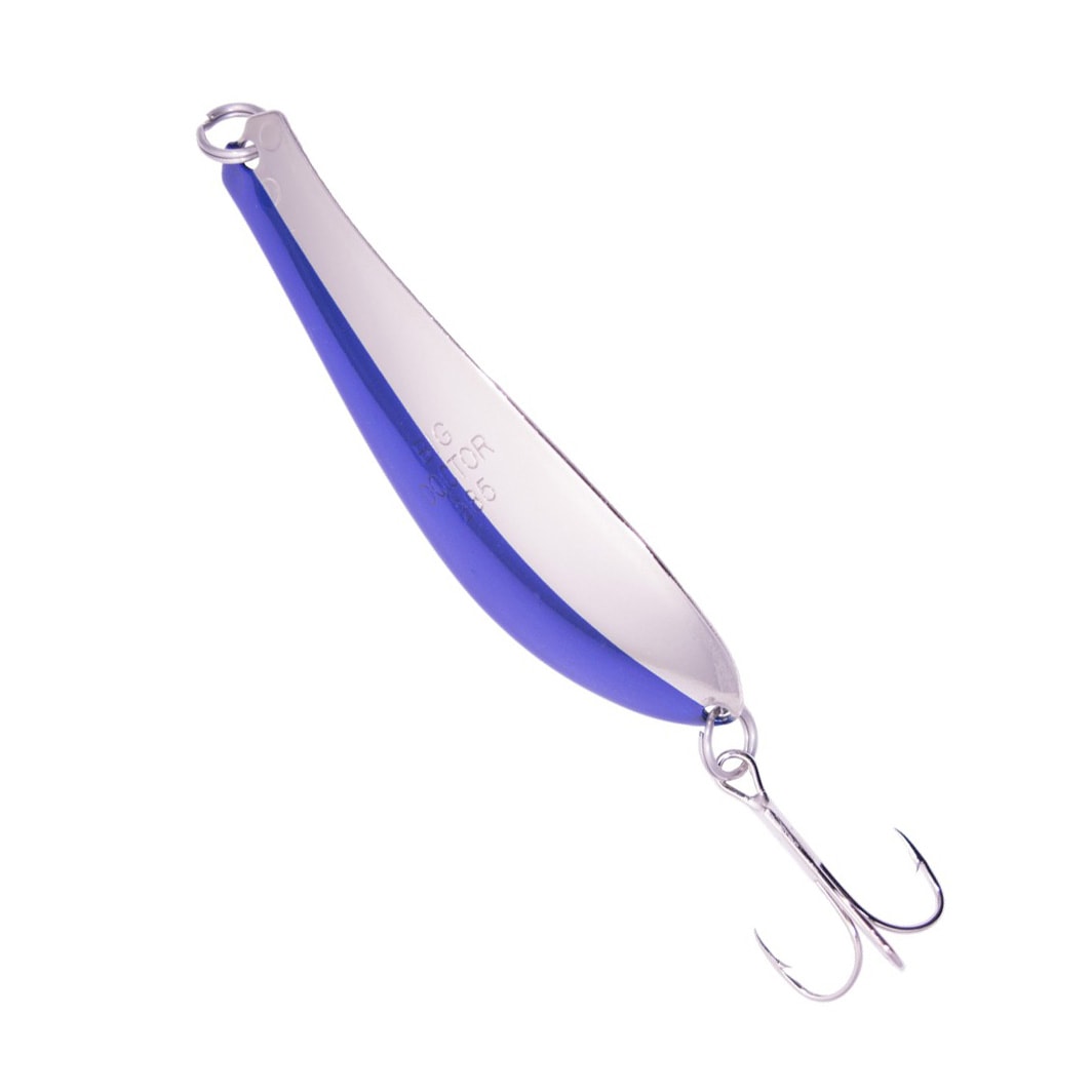 Doctor Spoon in (307) Nickel / Neon Blue - Yellow Bird Fishing Products