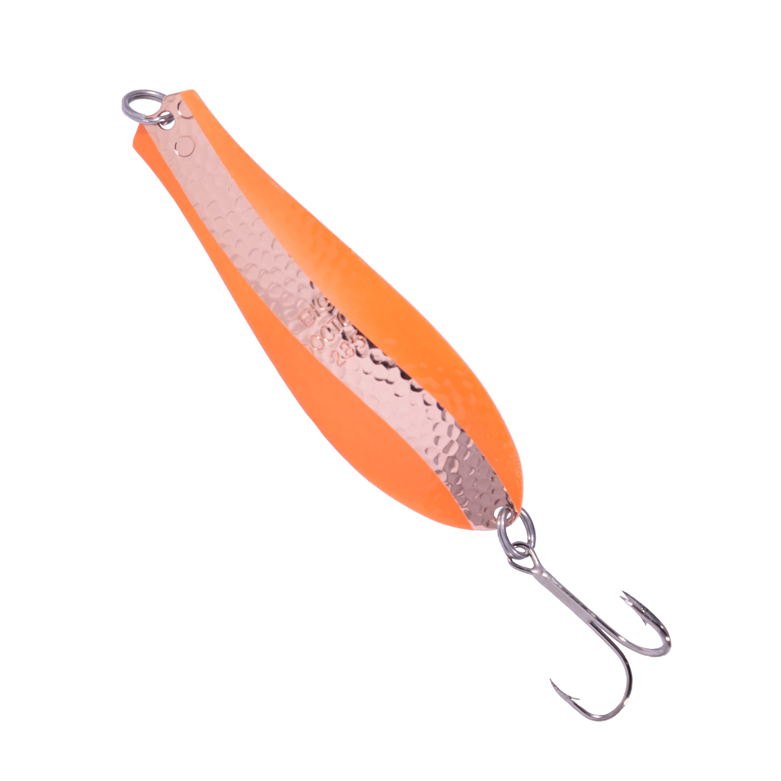 Doctor Spoon in (406) Fluorescent Orange / Hammered Copper Swirl - Yellow  Bird Fishing Products